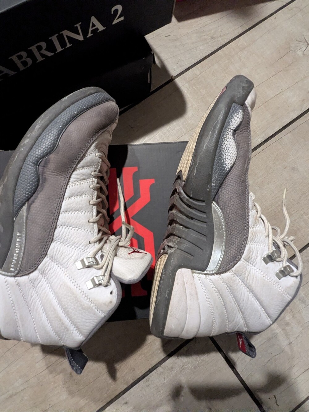 Air-Jordan Men’s Basketball Sneakers in White and Gray - USED